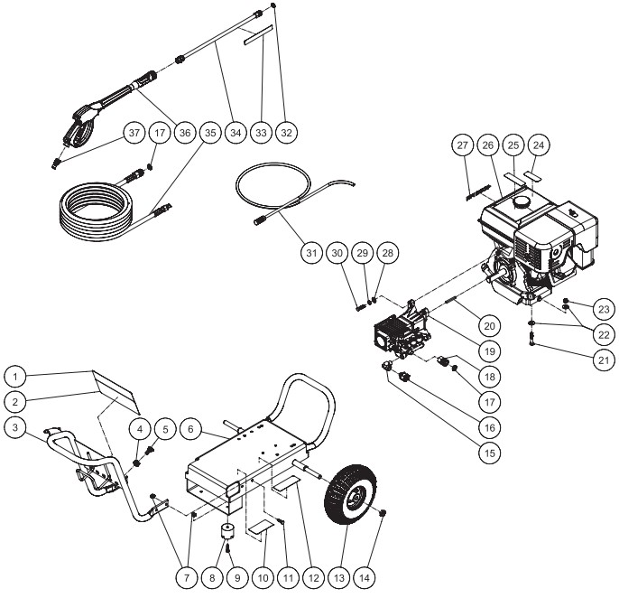 MITM GC-4000-0MKB pressure washer parts and manual
